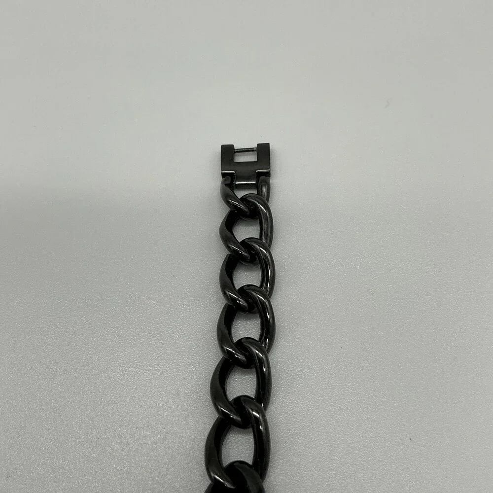 SO&CO Womens Watch 18mm Black Dial Crystal Bezel Chain Bracelet New Battery 7.5